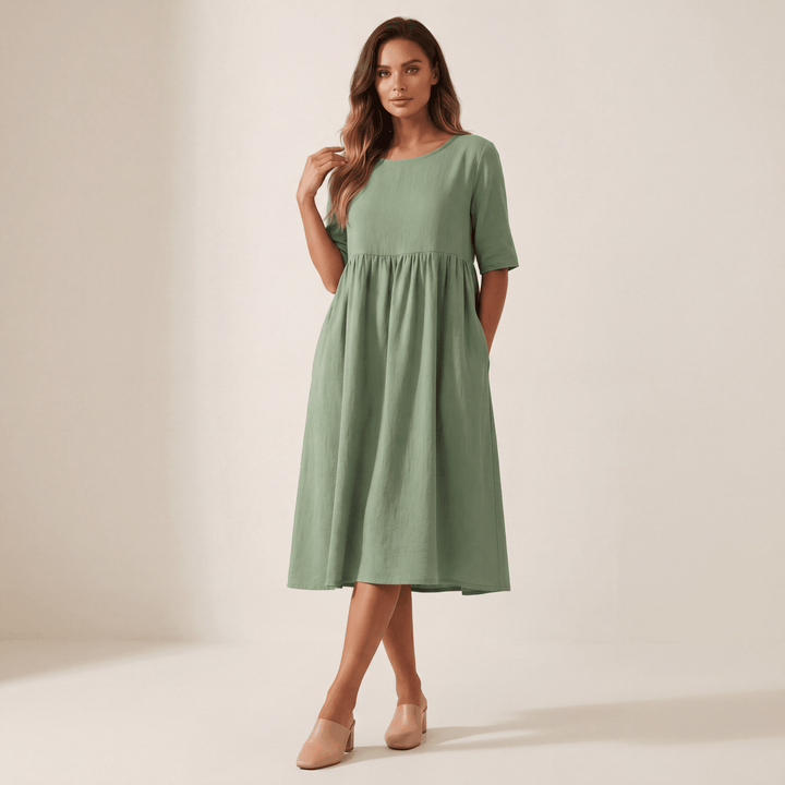 Elegante midi jurk met halve mouwen – Amélie