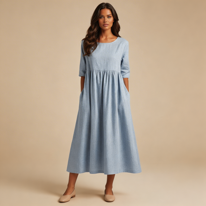 Elegante midi jurk met halve mouwen – Amélie