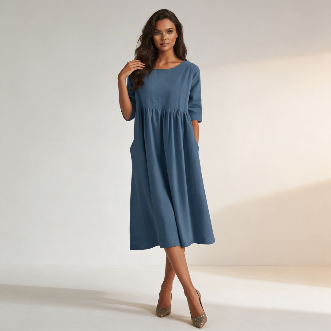 Elegante midi jurk met halve mouwen – Amélie