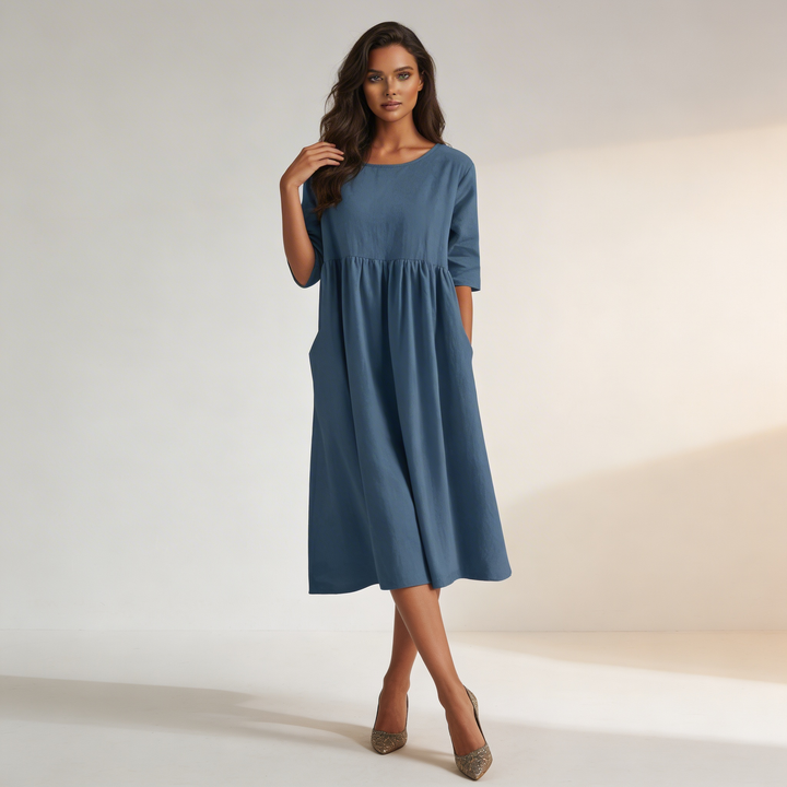 Elegante midi jurk met halve mouwen – Amélie
