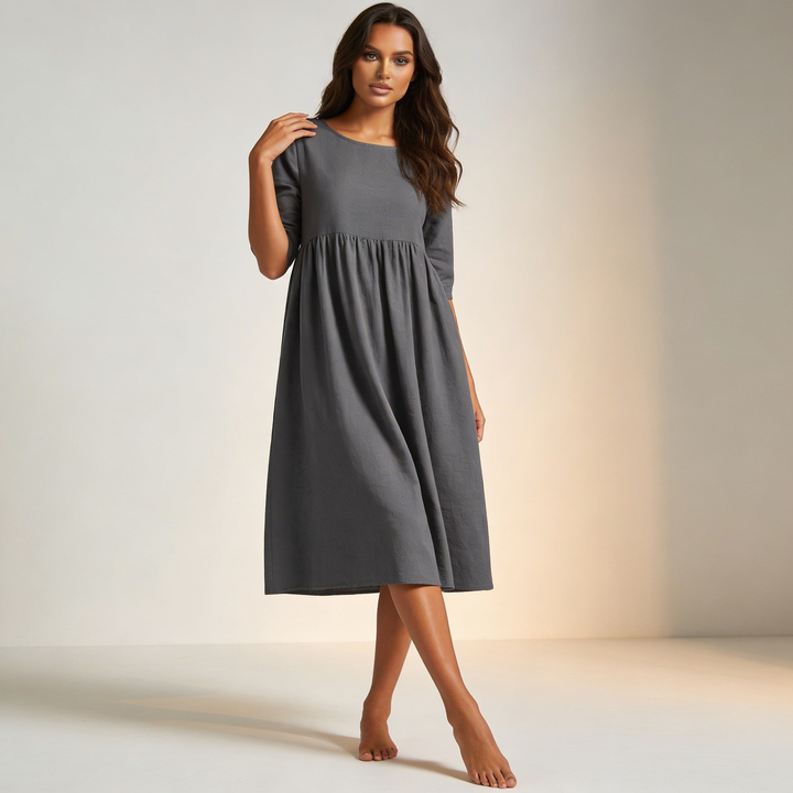 Elegante midi jurk met halve mouwen – Amélie