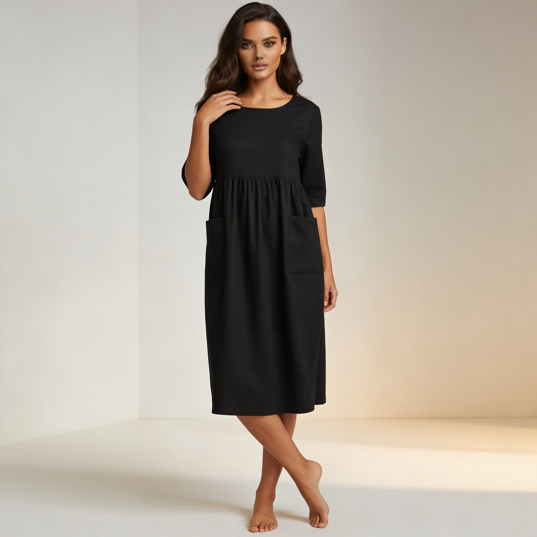 Elegante midi jurk met halve mouwen – Amélie