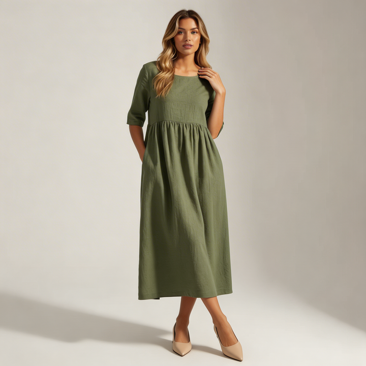 Elegante midi jurk met halve mouwen – Amélie