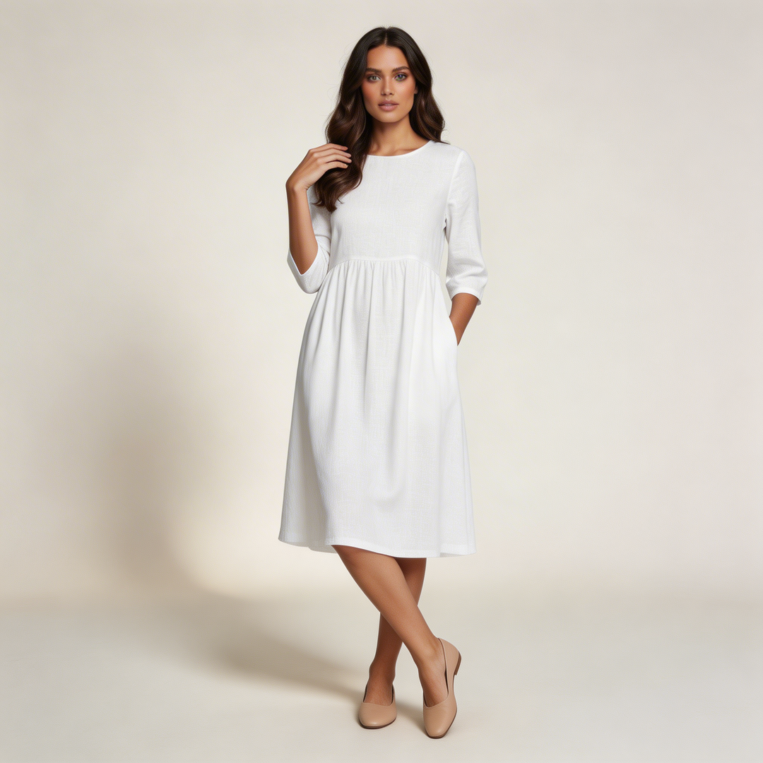 Elegante midi jurk met halve mouwen – Amélie