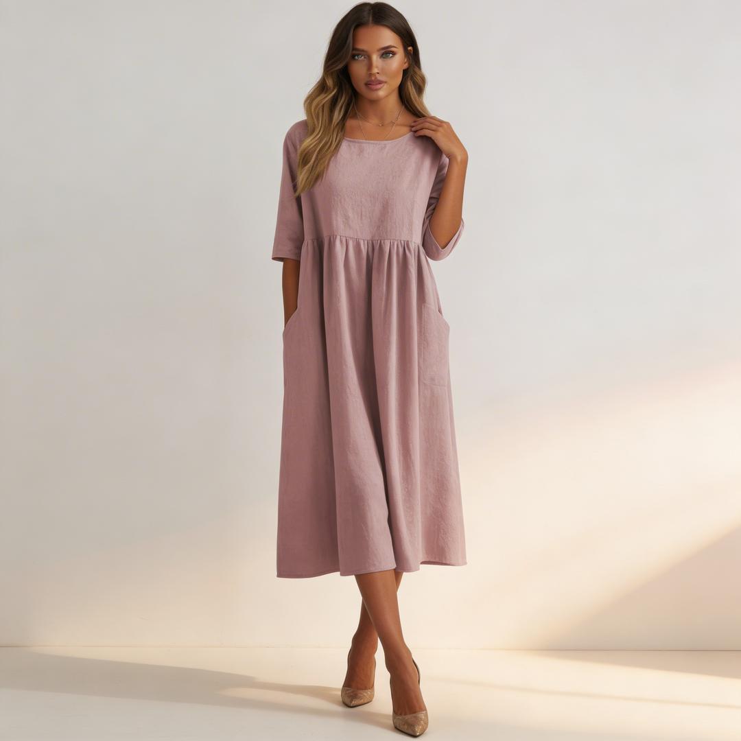 Elegante midi jurk met halve mouwen – Amélie