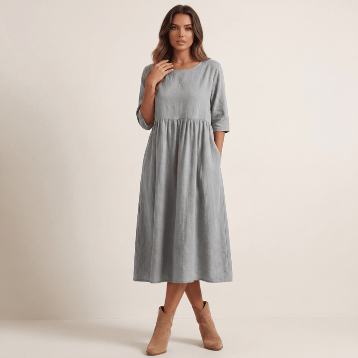 Elegante midi jurk met halve mouwen – Amélie