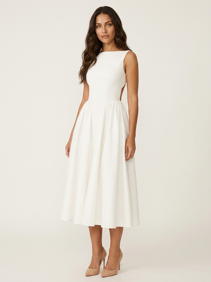 Elegante midi jurk met open rug - Amélie