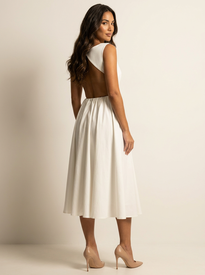 Elegante midi jurk met open rug - Amélie