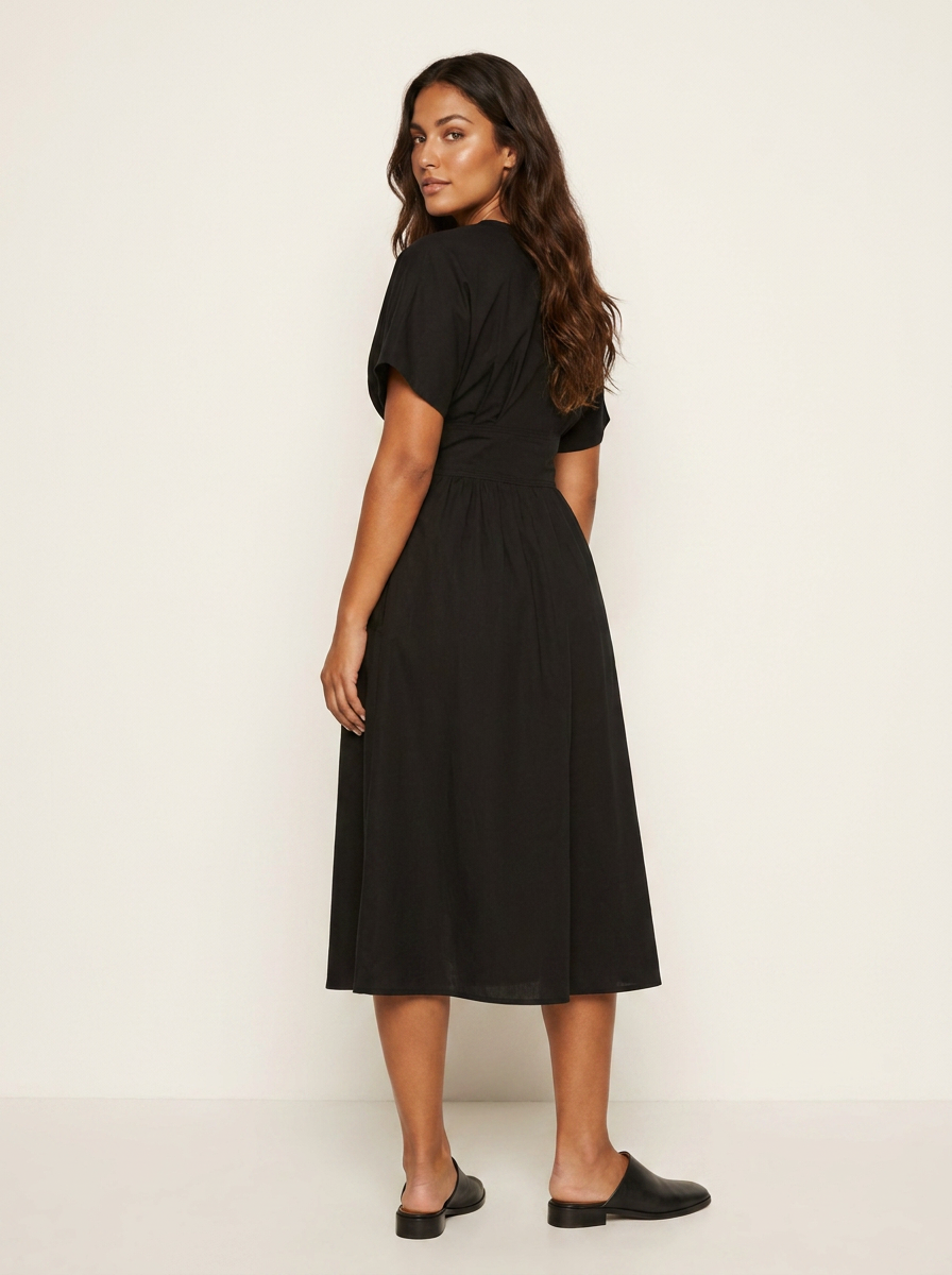 Elegante midi jurk met strikceintuur - Claire