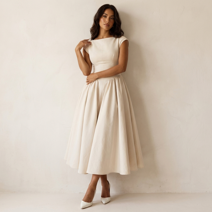 Elegante midi jurk met volumineuze rok - Isabella
