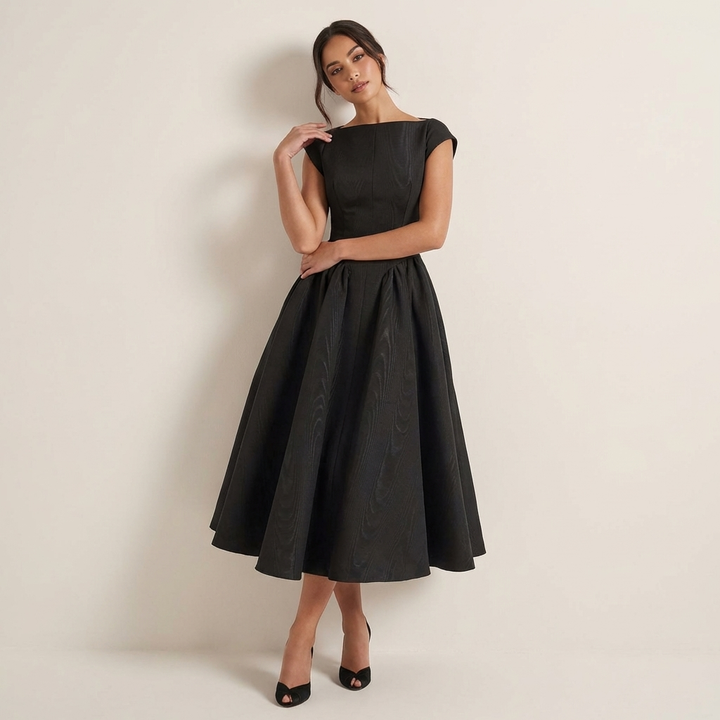 Elegante midi jurk met volumineuze rok - Isabella