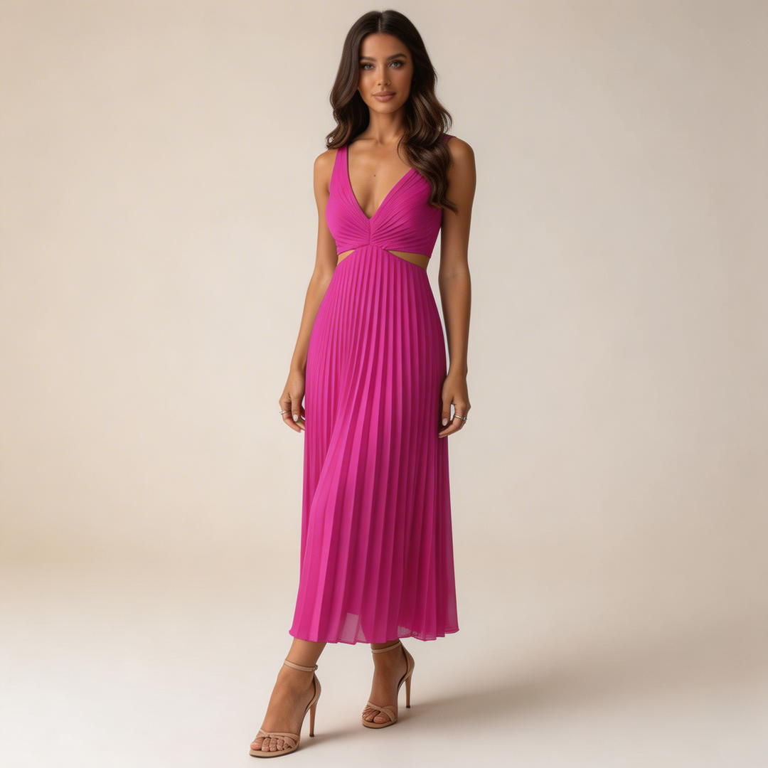 Elegante plissé midi-jurk – Lianne