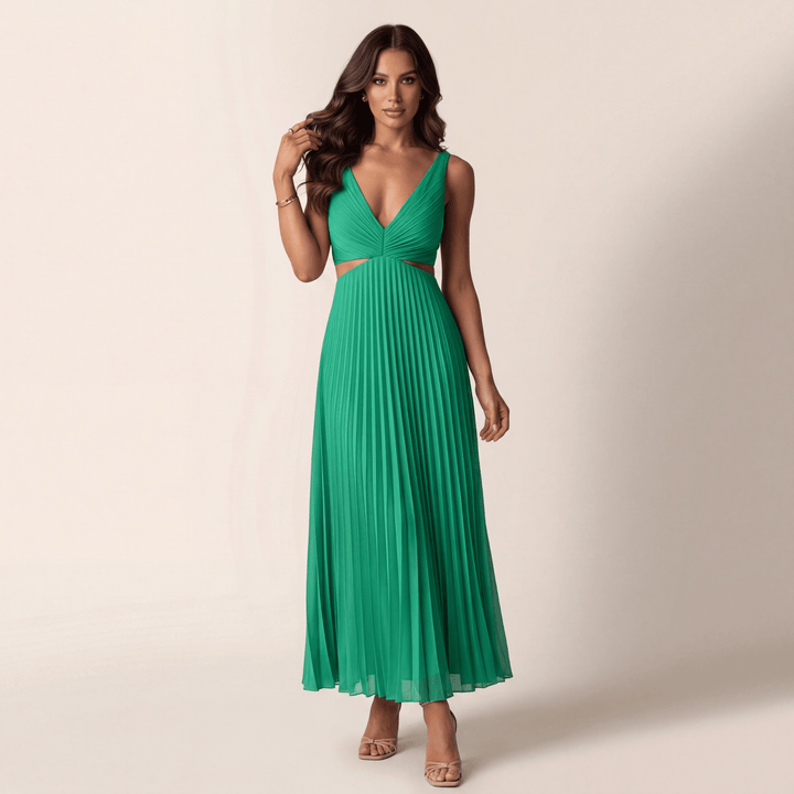 Elegante plissé midi-jurk – Lianne