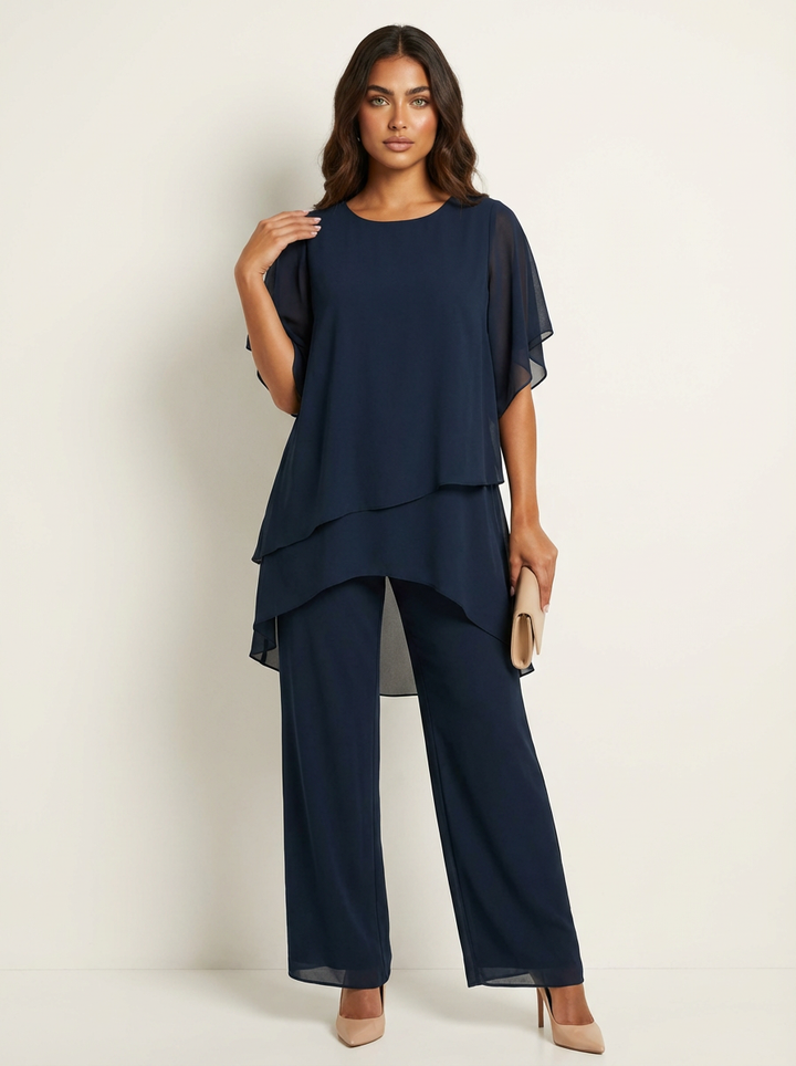 Elegante tweedelige set met een gelaagde top - Camille