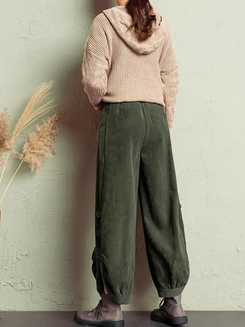 Elegante corduroy high-waist broek – Amélie