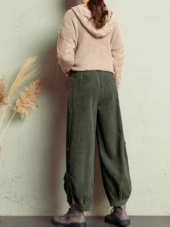 Elegante corduroy high-waist broek – Amélie