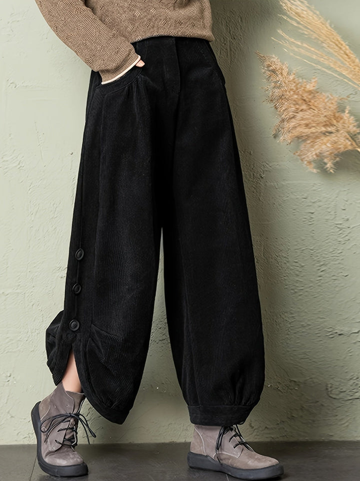 Elegante corduroy high-waist broek – Amélie
