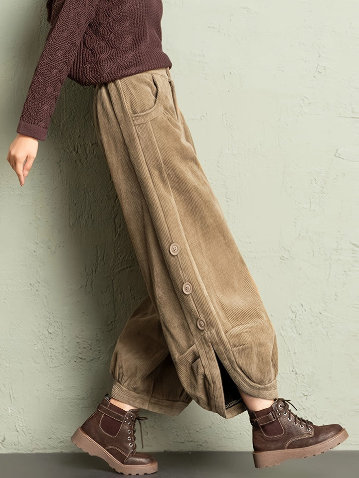Elegante corduroy high-waist broek – Amélie