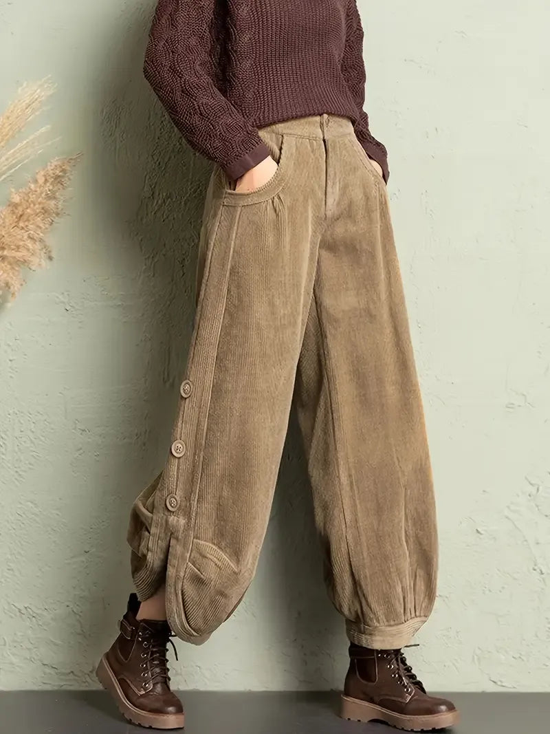 Elegante corduroy high-waist broek – Amélie
