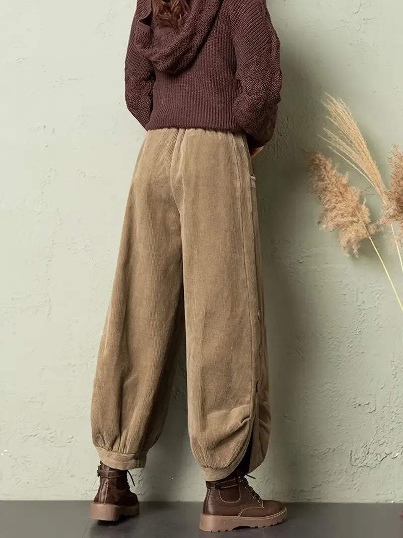 Elegante corduroy high-waist broek – Amélie