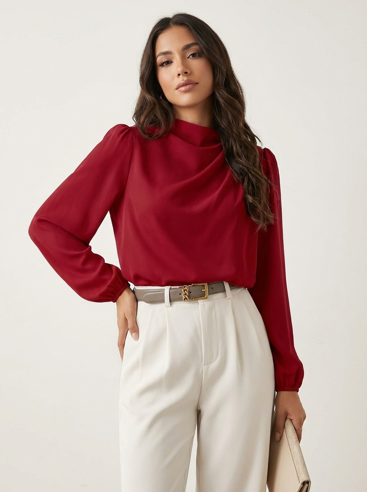 Elegante damesblouse met hoge hals - Hera