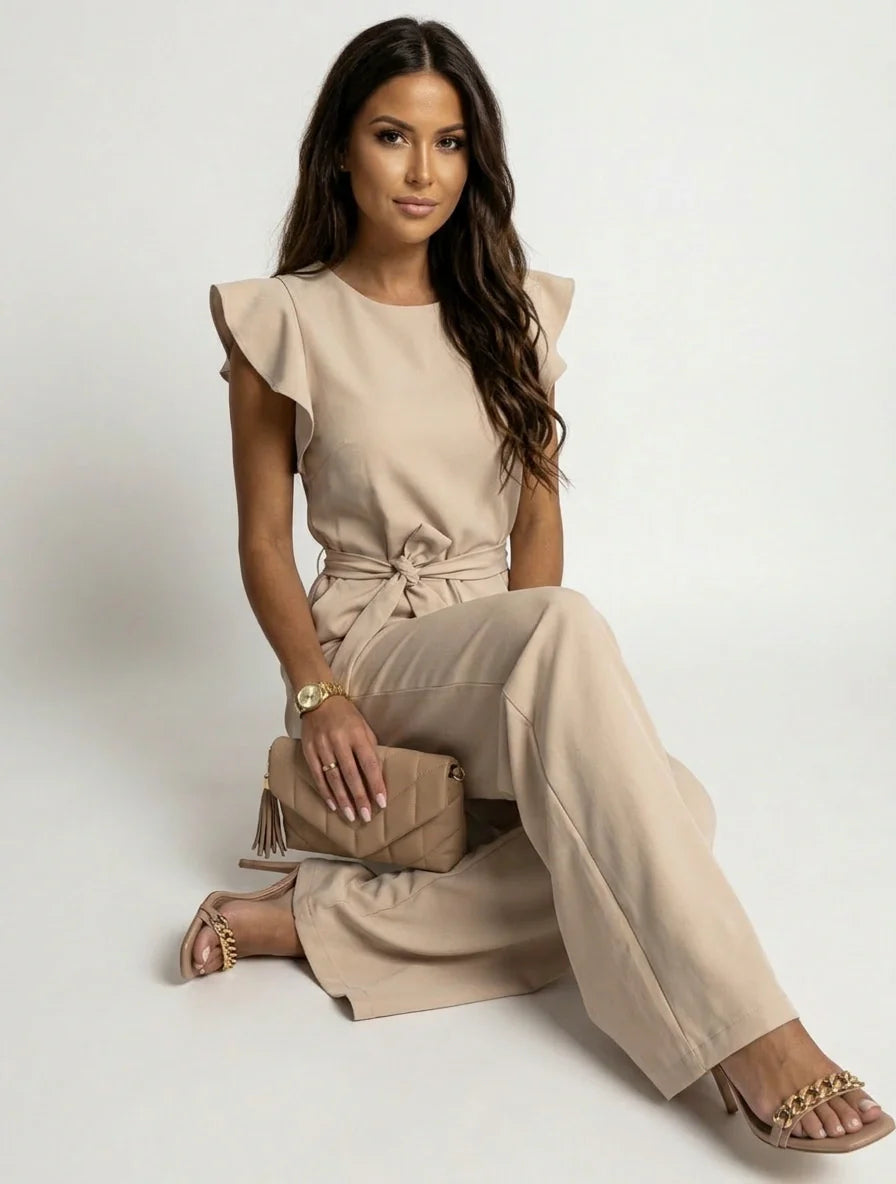 Elegante dames jumpsuit met ruffle mouwen – Valérie