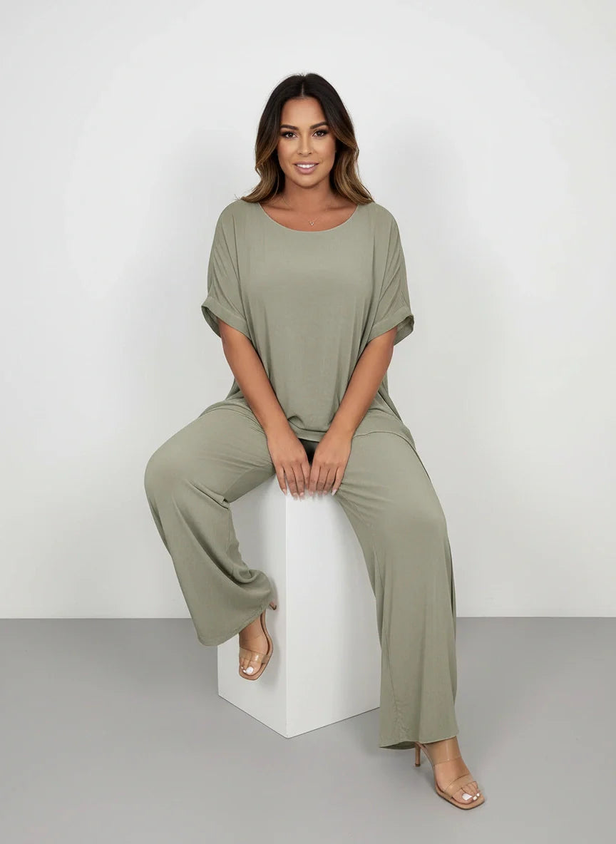 Elegante dames lounge set met wijde broek – Celeste
