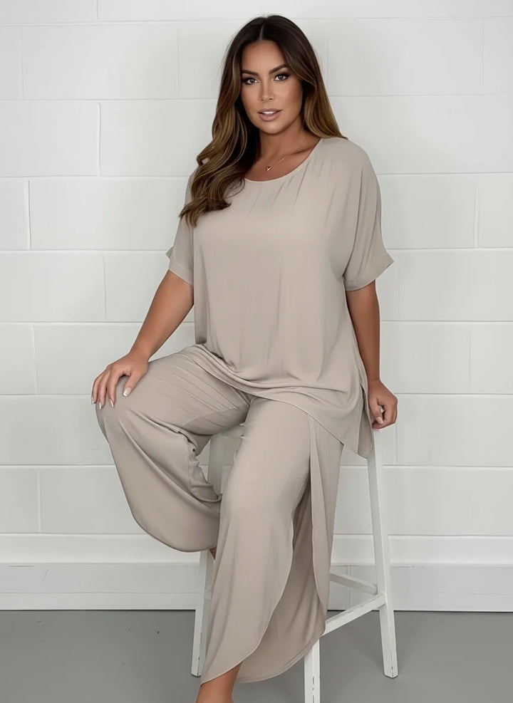 Elegante dames lounge set met wijde broek – Celeste