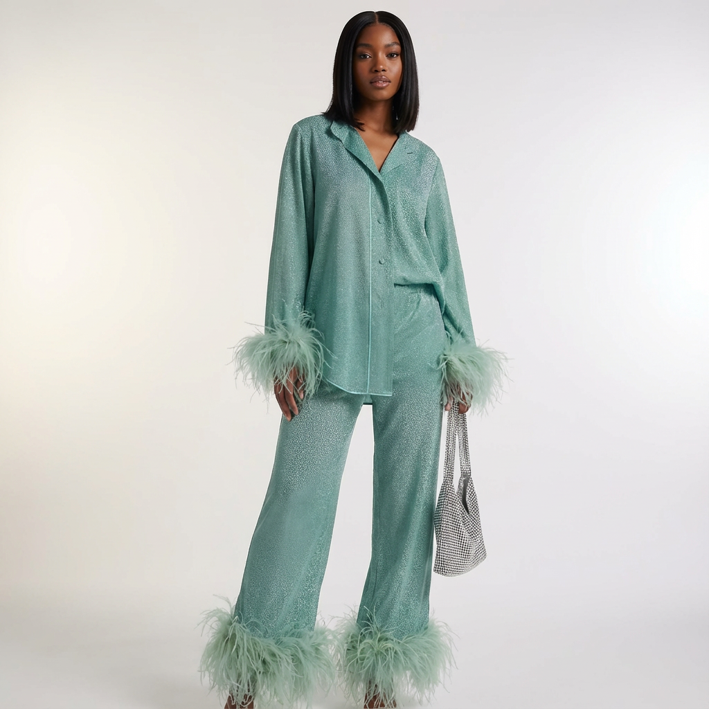 Elegante dames two-piece set met veren