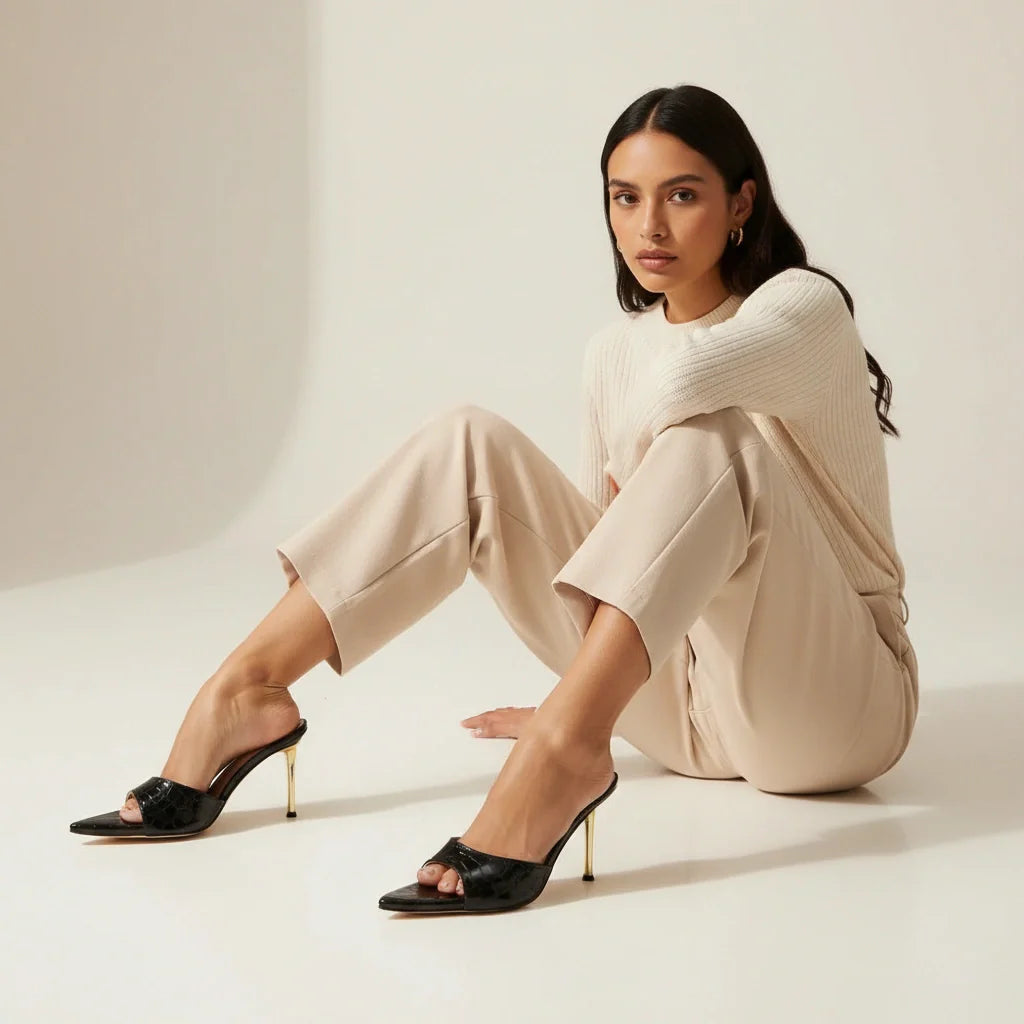 Elegante krokostructuur dames hakken – Maelys