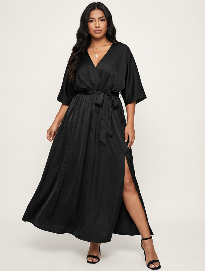 Elegante maxi dames jurk met strikceintuur – Elodie
