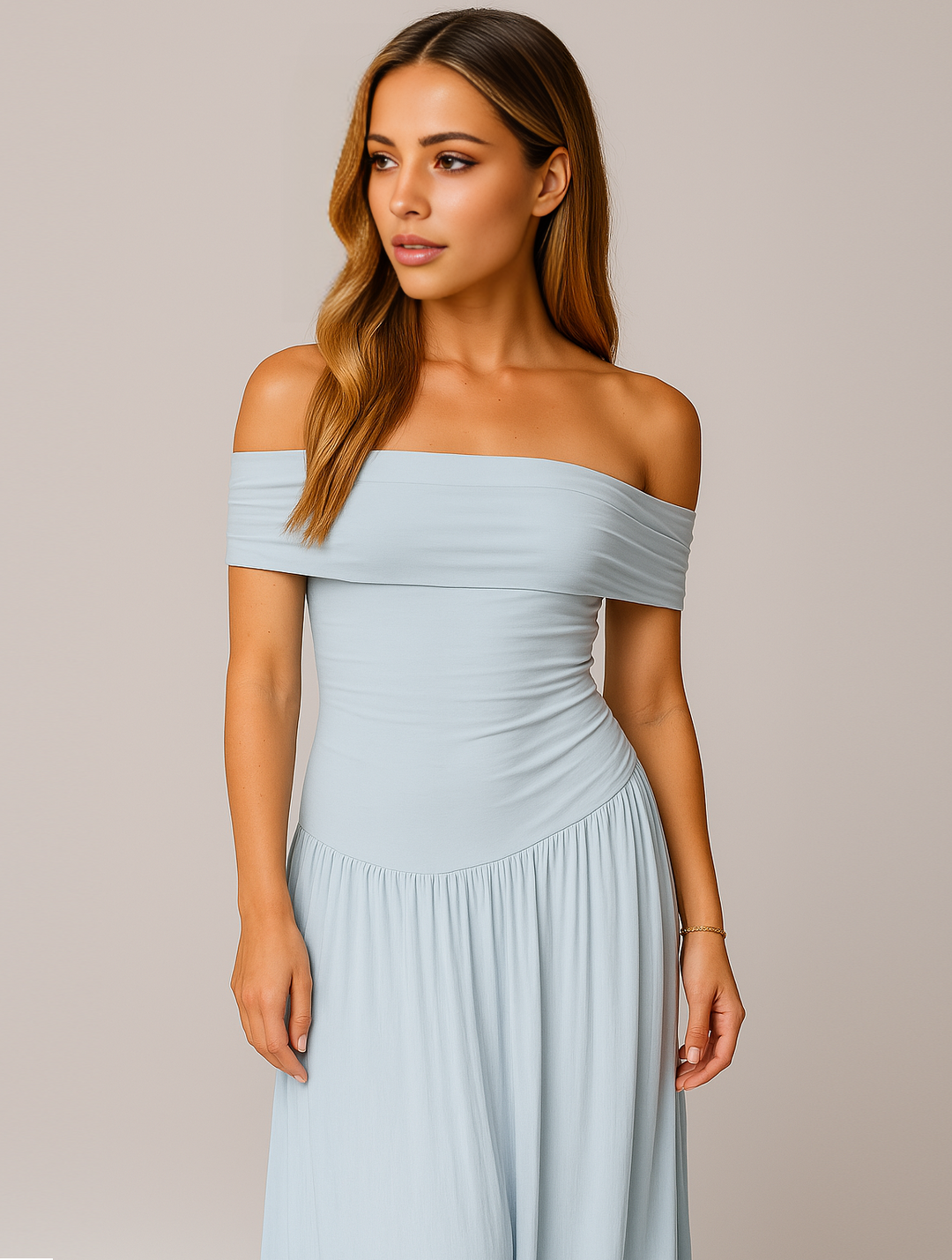Elegante off-shoulder maxi jurk