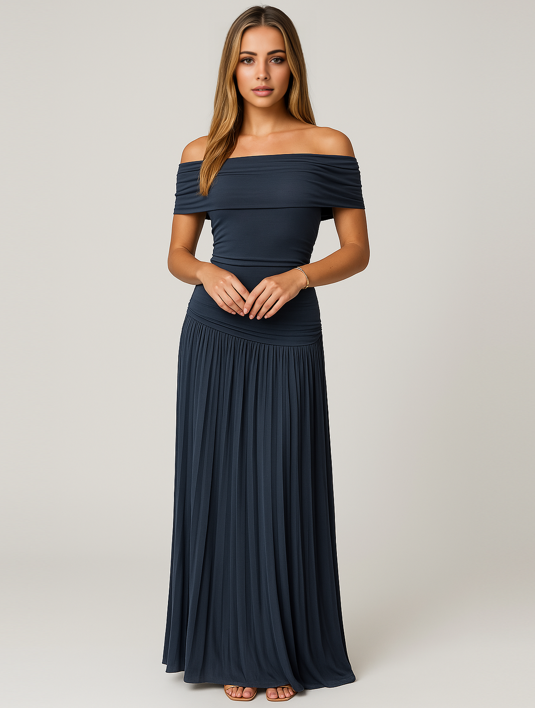 Elegante off-shoulder maxi jurk