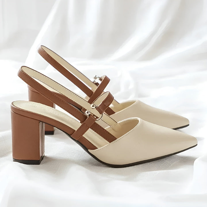 Elegante slingback pumps met blokhak – Aurélia