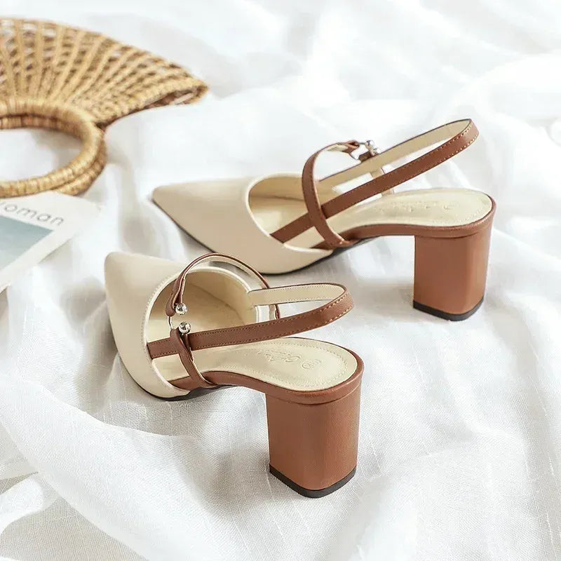 Elegante slingback pumps met blokhak – Aurélia