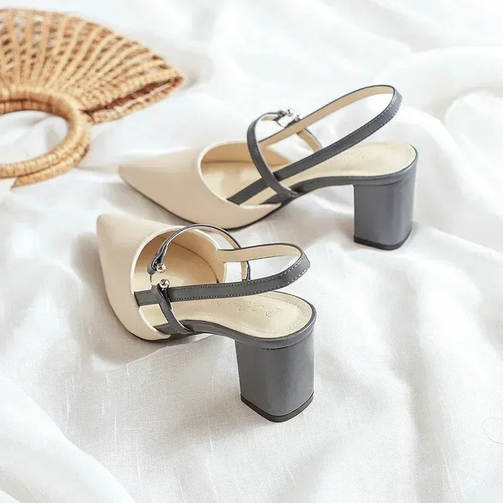 Elegante slingback pumps met blokhak – Aurélia