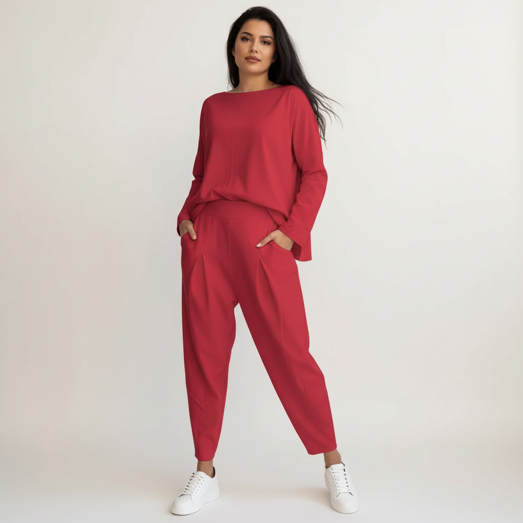 Elegante tweedelige lounge set met lange mouwen – Mirella