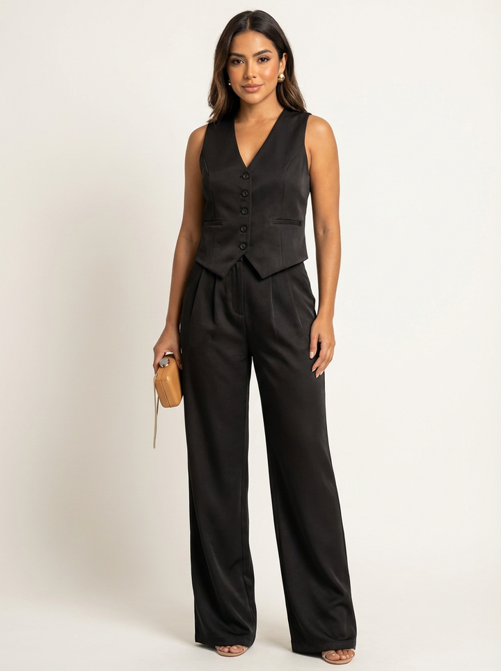 Elegant mouwloos blazerpak dames – Elira