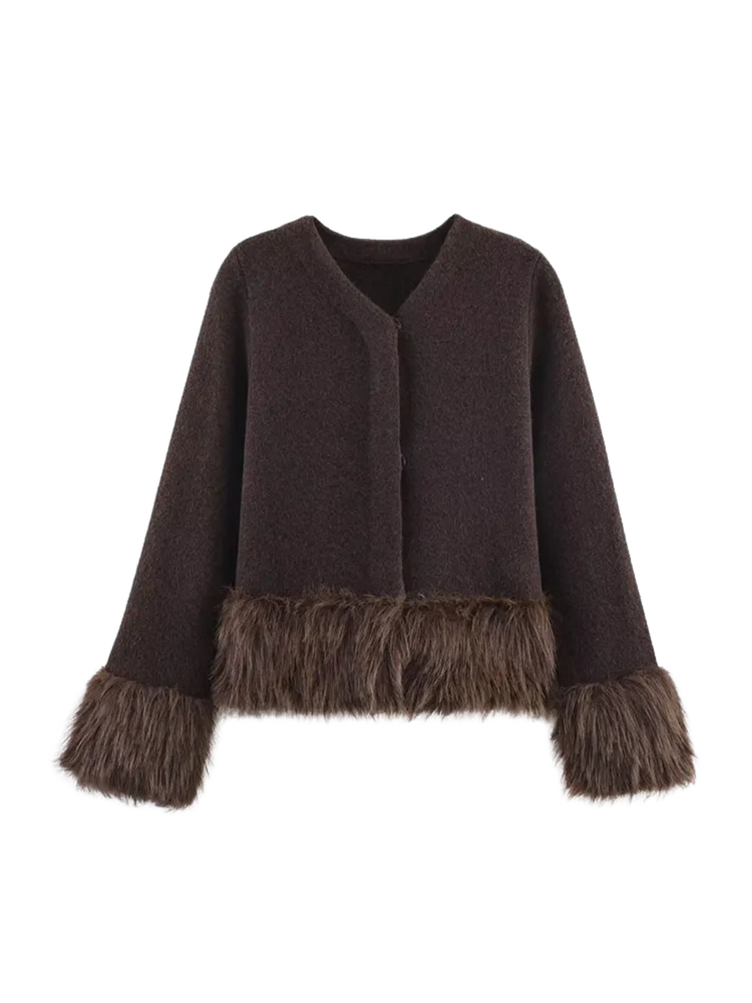 Faux fur trim jacket dames – Margot