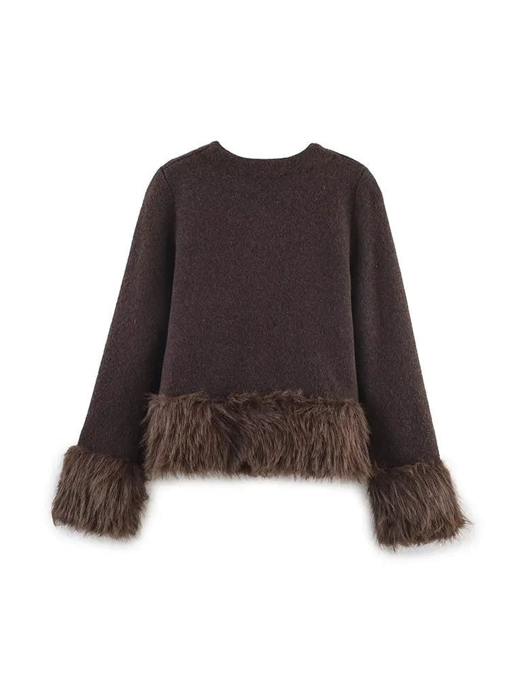 Faux fur trim jacket dames – Margot