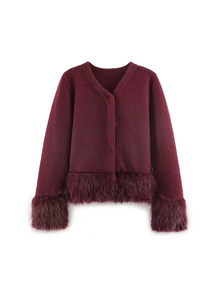 Faux fur trim jacket dames – Margot