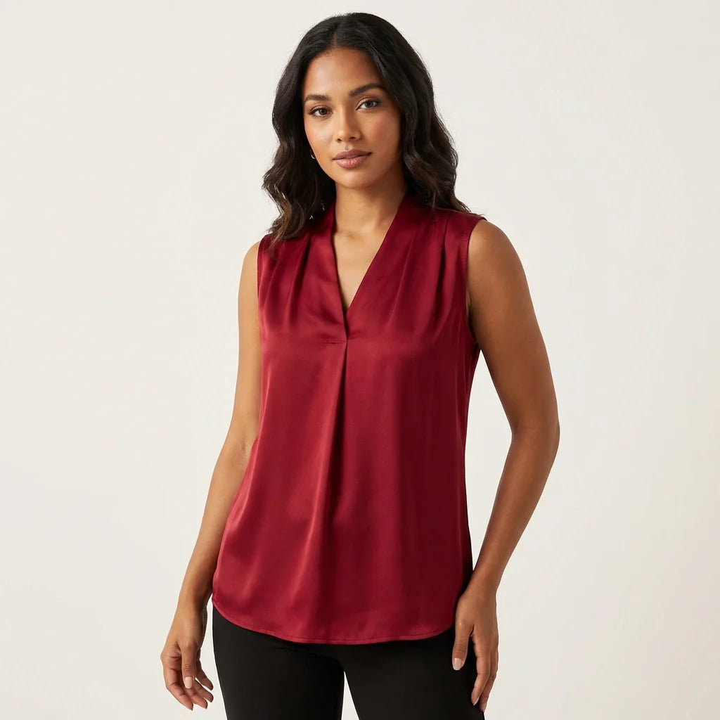 Geplooide V-hals blouse – Lieve