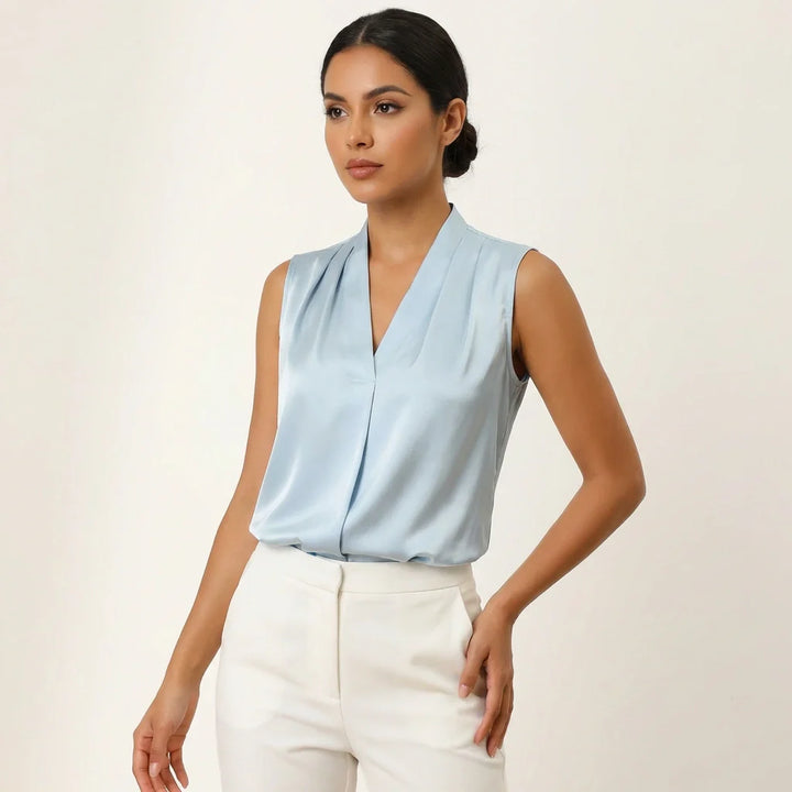 Geplooide V-hals blouse – Lieve
