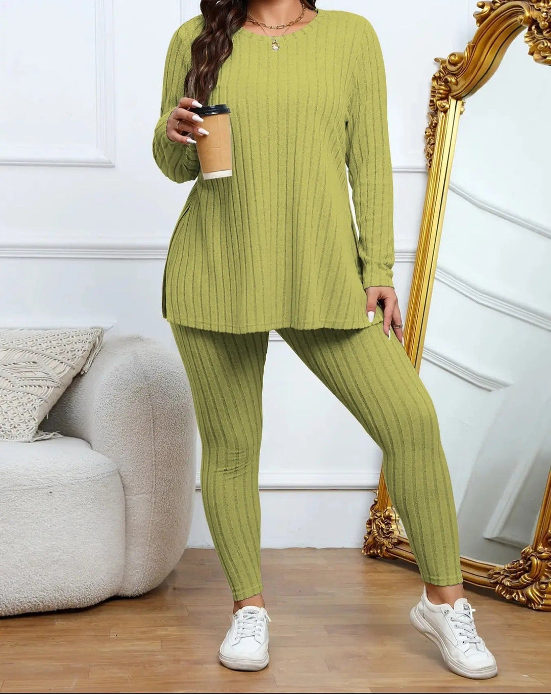Geribde lounge set dames met stretch – Noa