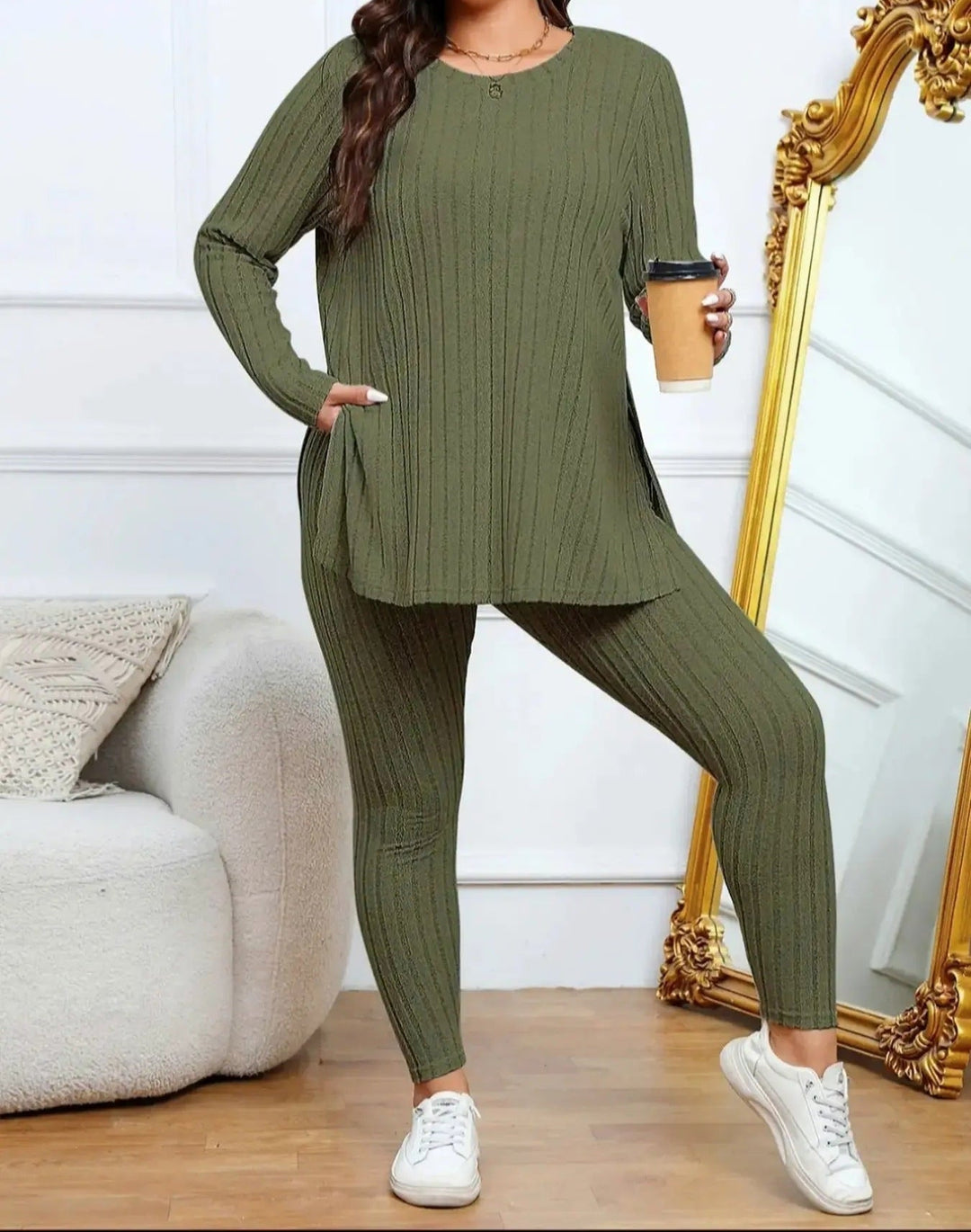 Geribde lounge set dames met stretch – Noa