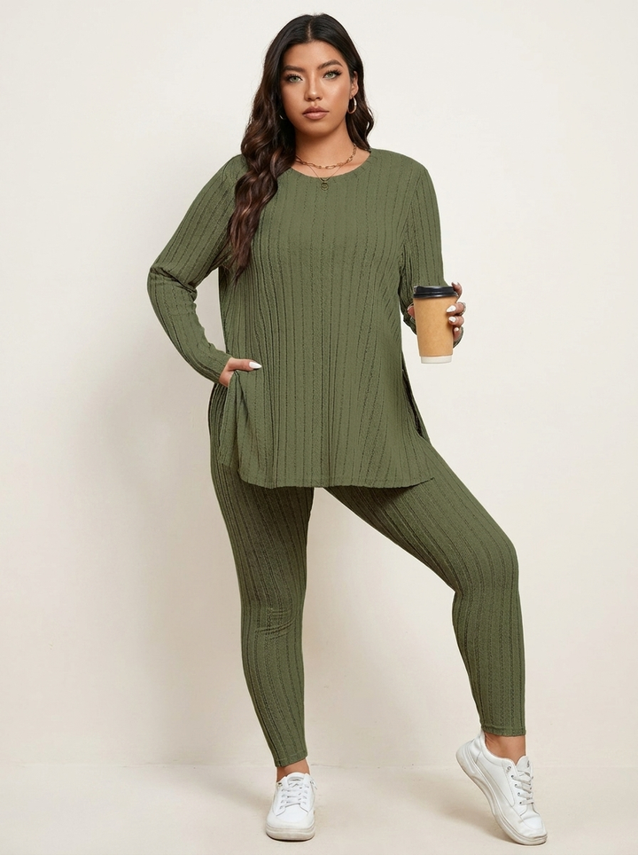 Geribde lounge set dames met stretch – Noa