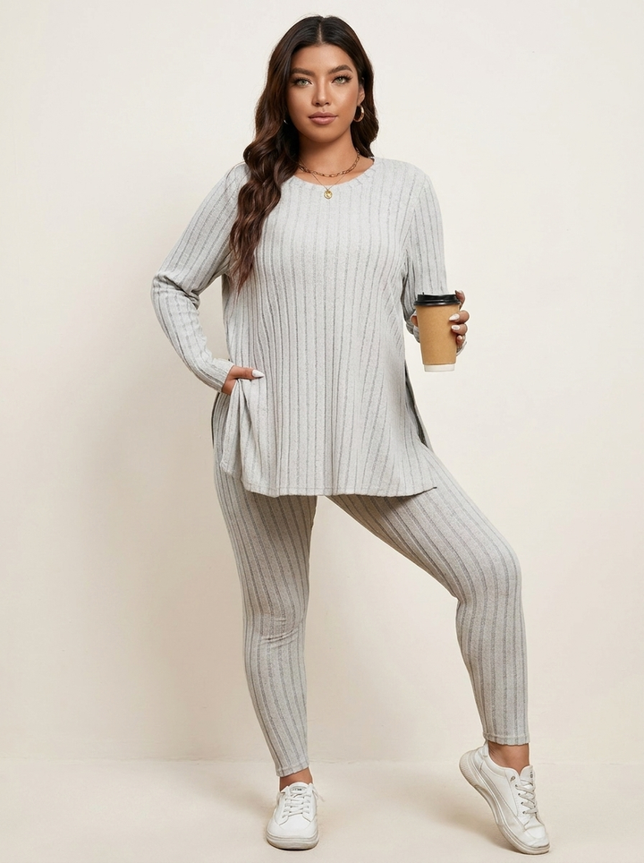Geribde lounge set dames met stretch – Noa