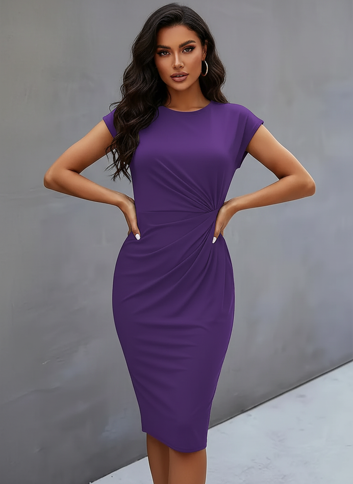 Getailleerde midi jurk met geplooide taille - Elena