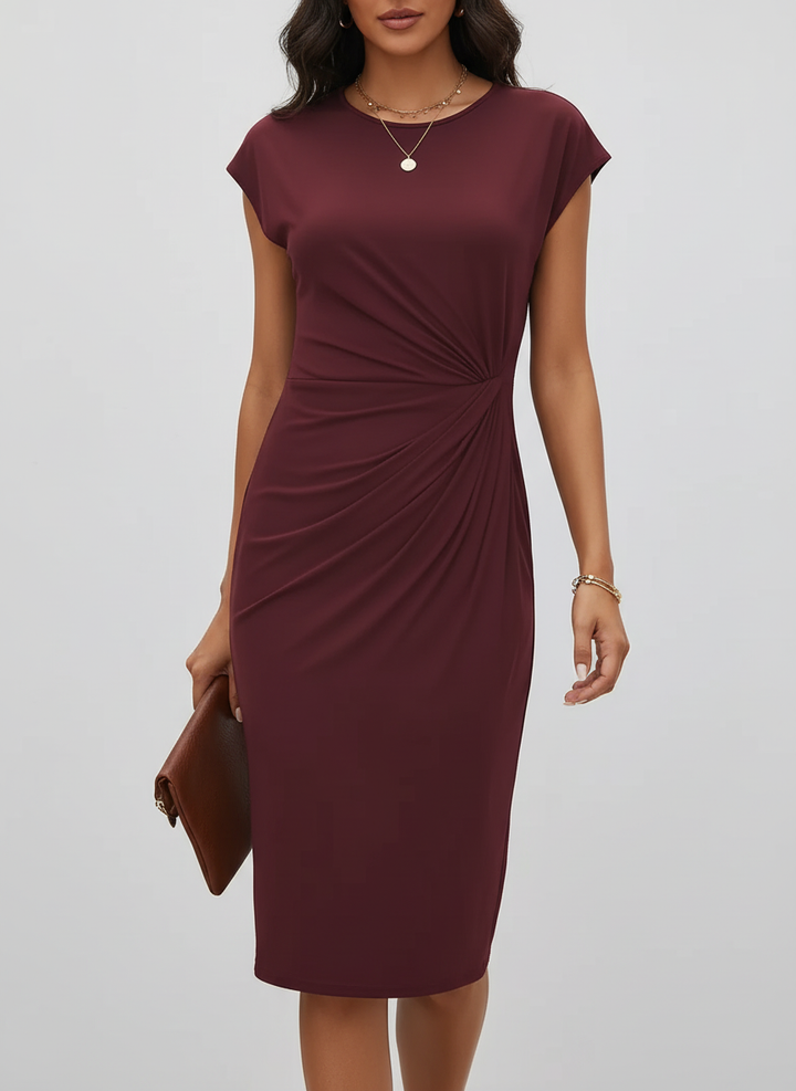 Getailleerde midi jurk met geplooide taille - Elena