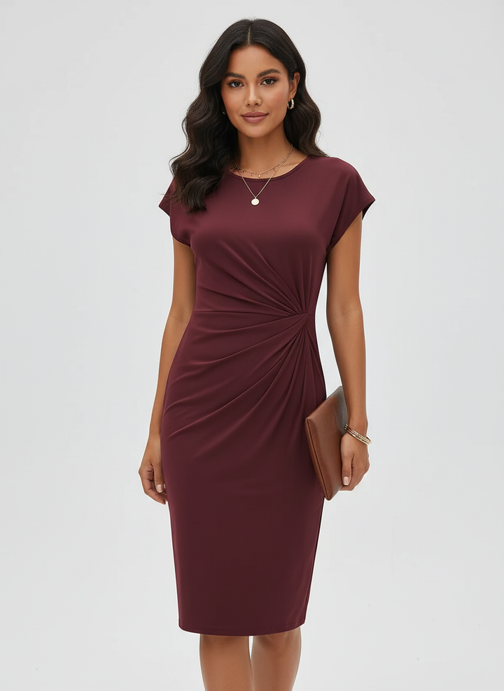 Getailleerde midi jurk met geplooide taille - Elena
